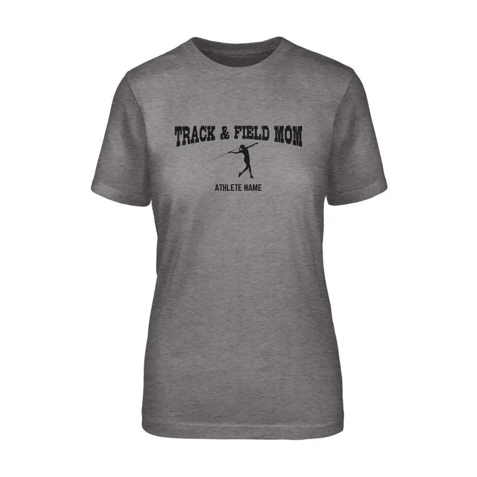 Javelin Mom with Javelin Thrower Icon and Javelin Thrower Name on a Unisex T-Shirt with a Black Graphic