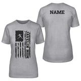 Javelin Mom Vertical Flag With Javelin Thrower Name on a Unisex T-Shirt with a Black Graphic