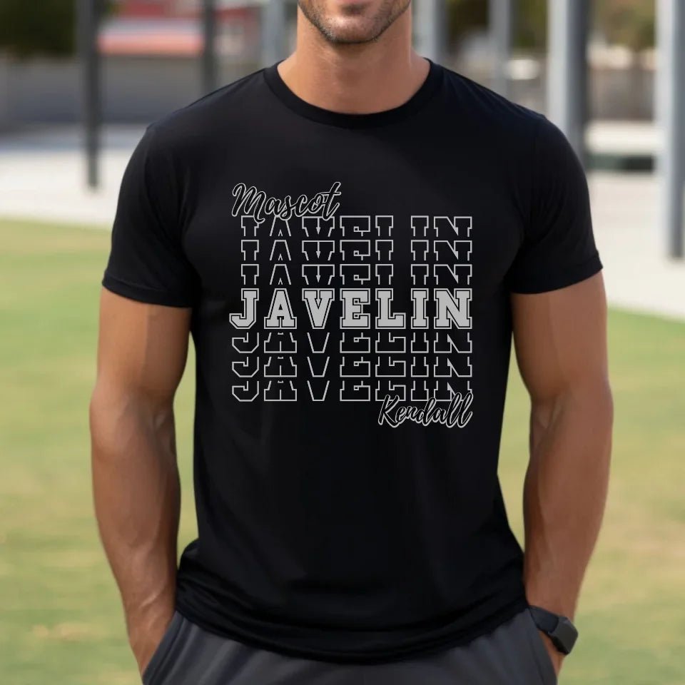 Custom Javelin Shirt With Mascot and Javelin Thrower Name on a Unisex T-Shirt