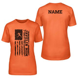 Javelin Mom Vertical Flag With Javelin Thrower Name on a Unisex T-Shirt with a Black Graphic