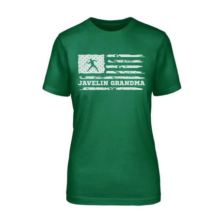 Javelin Grandma Horizontal Flag on a Unisex T-Shirt with a White Graphic