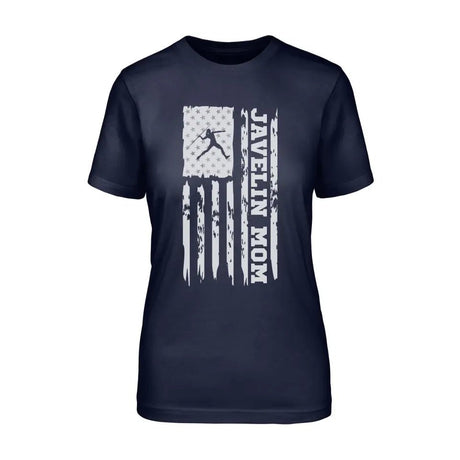 Javelin Mom Vertical Flag on a Unisex T-Shirt with a White Graphic