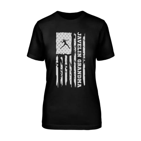 Javelin Grandma Vertical Flag on a Unisex T-Shirt with a White Graphic