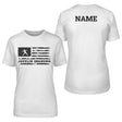 Javelin Grandma Horizontal Flag With Javelin Thrower Name on a Unisex T-Shirt with a Black Graphic