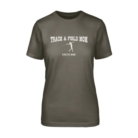 Javelin Mom with Javelin Thrower Icon and Javelin Thrower Name on a Unisex T-Shirt with a White Graphic
