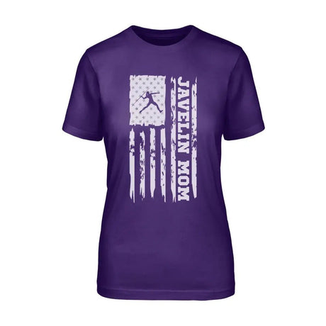 Javelin Mom Vertical Flag on a Unisex T-Shirt with a White Graphic