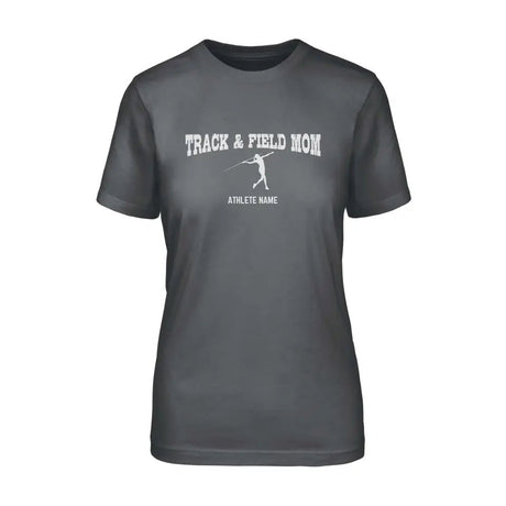 Javelin Mom with Javelin Thrower Icon and Javelin Thrower Name on a Unisex T-Shirt with a White Graphic