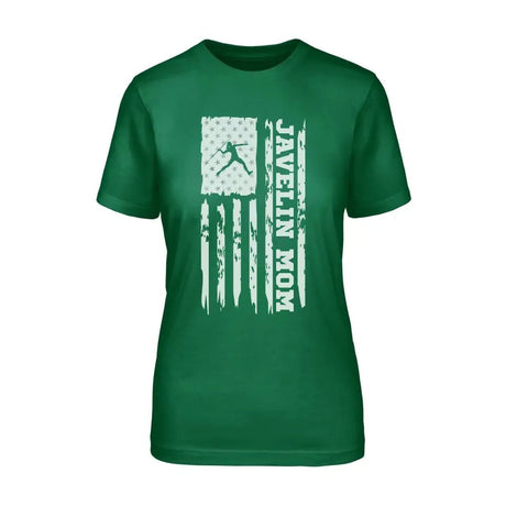 Javelin Mom Vertical Flag on a Unisex T-Shirt with a White Graphic