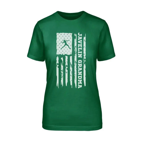 Javelin Grandma Vertical Flag on a Unisex T-Shirt with a White Graphic
