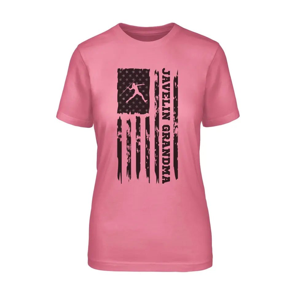 Javelin Grandma Vertical Flag on a Unisex T-Shirt with a Black Graphic