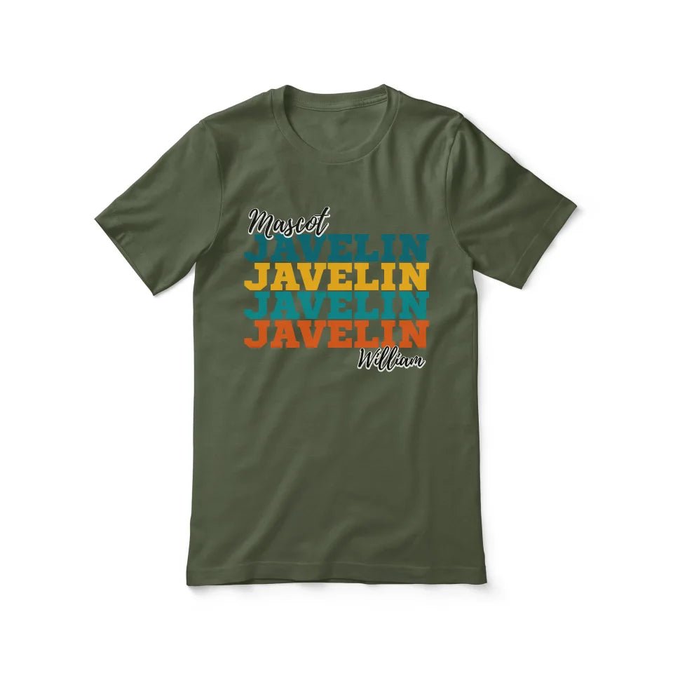 Personalized Javelin Javelin Javelin Shirt With Mascot and Javelin Thrower Name on a Unisex T-Shirt