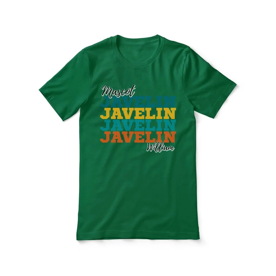 Personalized Javelin Javelin Javelin Shirt With Mascot and Javelin Thrower Name on a Unisex T-Shirt