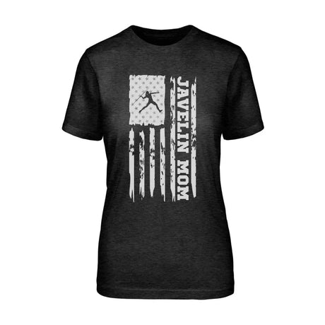 Javelin Mom Vertical Flag on a Unisex T-Shirt with a White Graphic