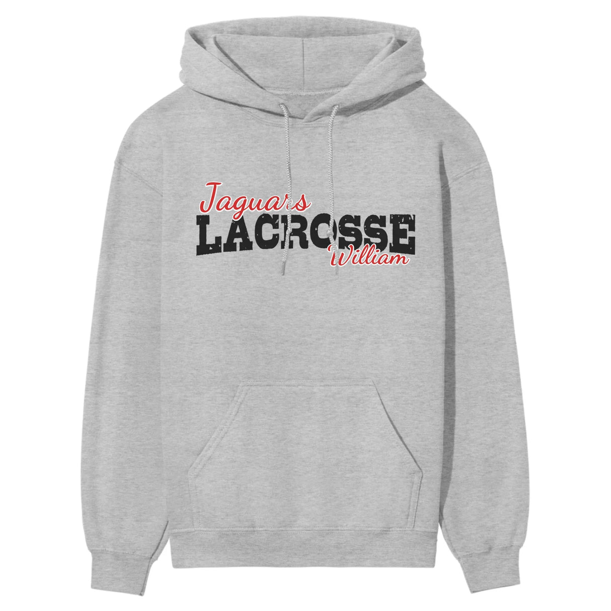 Custom Lacrosse Mascot and Lacrosse Player Name on a Hoodie with a Black Graphic