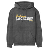 Custom Lacrosse Mascot and Lacrosse Player Name on a Hoodie with a White Graphic