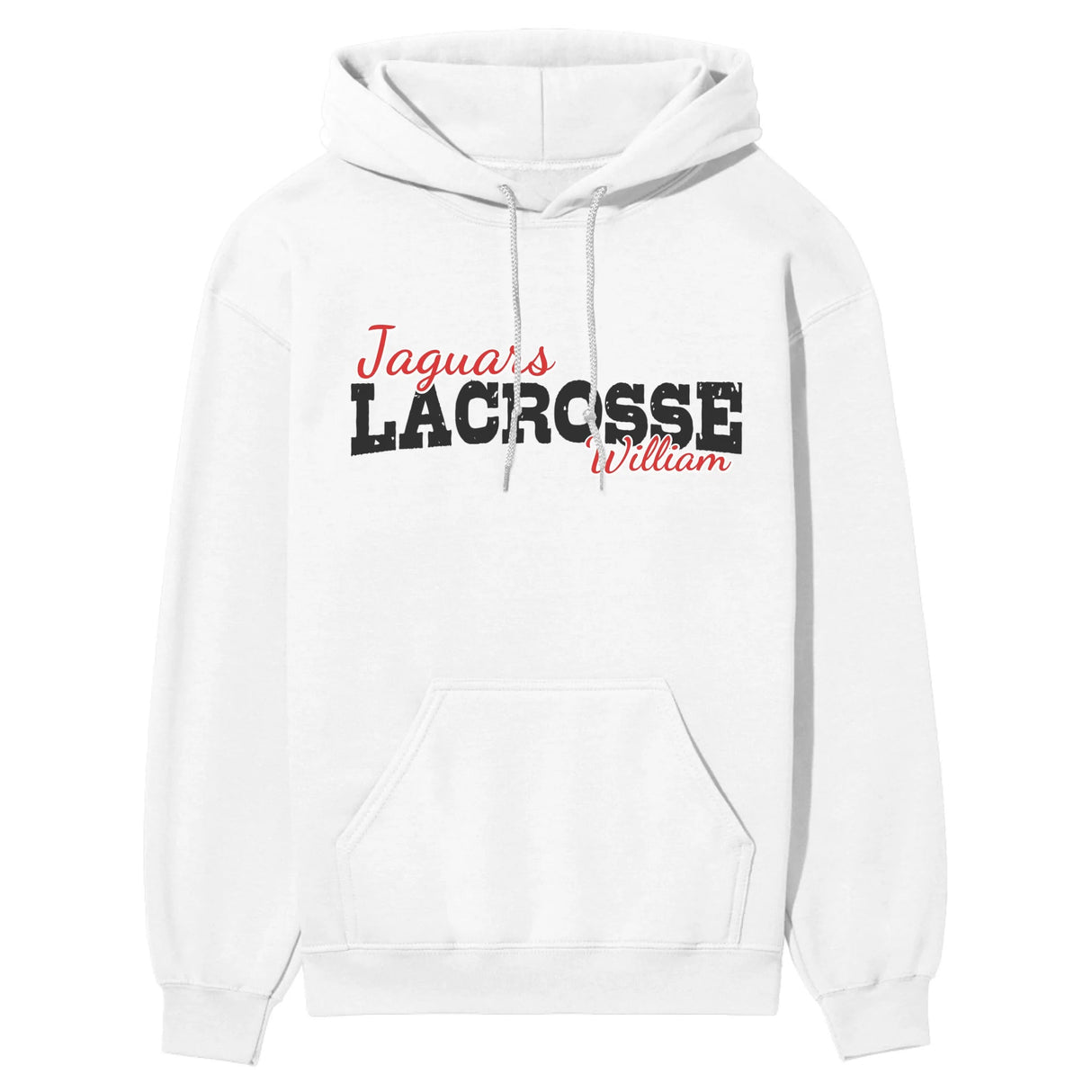 Custom Lacrosse Mascot and Lacrosse Player Name on a Hoodie with a Black Graphic