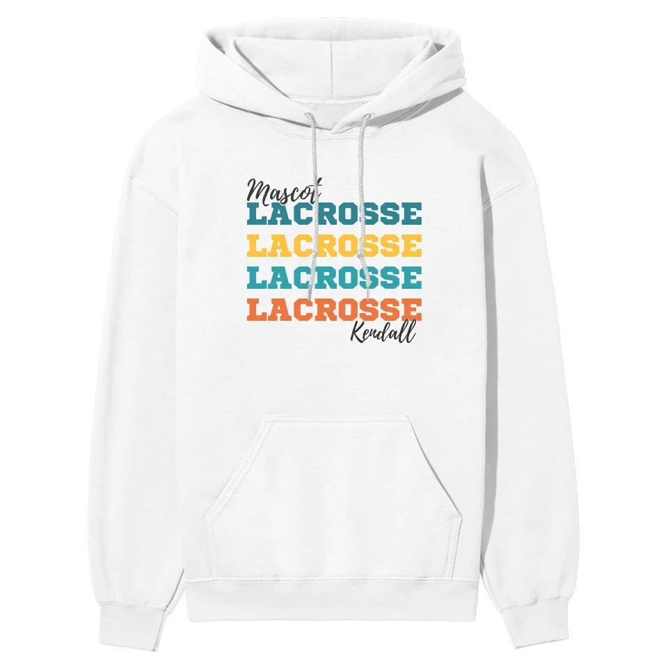 Personalized Lacrosse Lacrosse Lacrosse on a Hoodie With Mascot and Lacrosse Player Name on a Hoodie