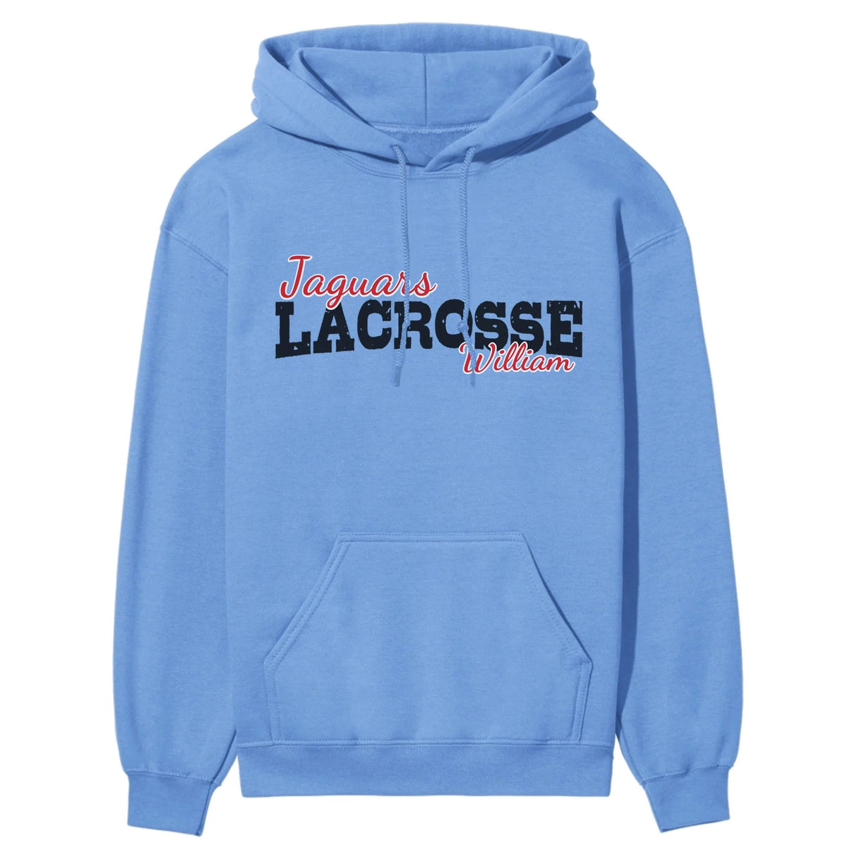 Custom Lacrosse Mascot and Lacrosse Player Name on a Hoodie with a Black Graphic