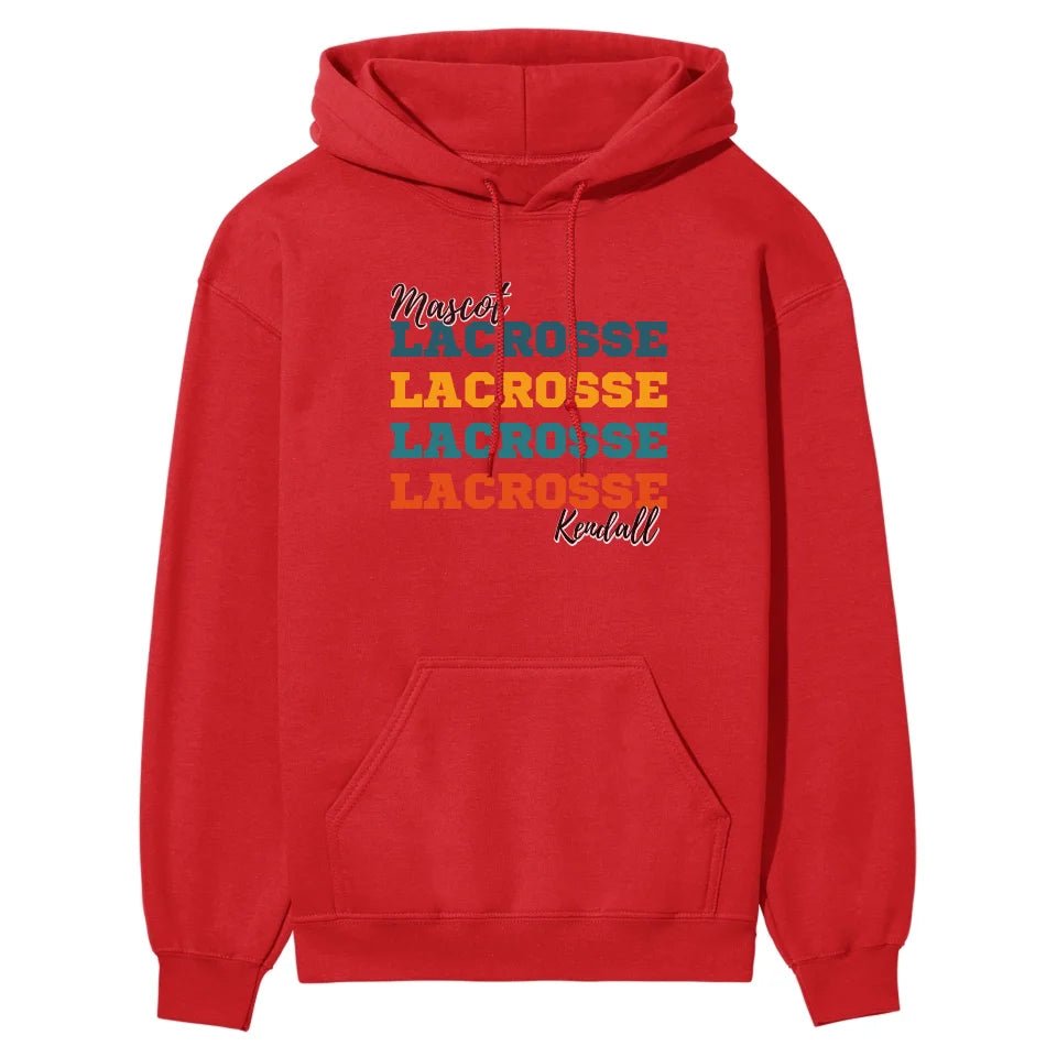 Personalized Lacrosse Lacrosse Lacrosse on a Hoodie With Mascot and Lacrosse Player Name on a Hoodie