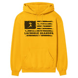 Lacrosse Grandpa Horizontal Flag on a Hoodie with a Black Graphic