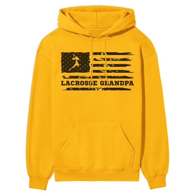 Lacrosse Grandpa Horizontal Flag on a Hoodie with a Black Graphic