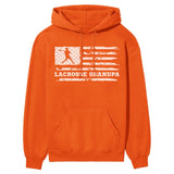 Lacrosse Grandpa Horizontal Flag on a Hoodie with a White Graphic