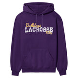 Custom Lacrosse Mascot and Lacrosse Player Name on a Hoodie with a White Graphic