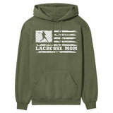 Lacrosse Mom Horizontal Flag on a Hoodie with a White Graphic