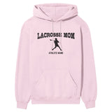 Lacrosse Mom with Lacrosse Player Icon and Lacrosse Player Name on a Hoodie with a Black Graphic