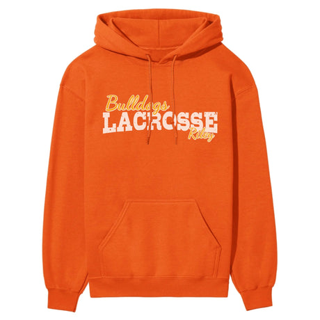 Custom Lacrosse Mascot and Lacrosse Player Name on a Hoodie with a White Graphic