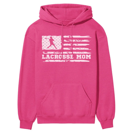 Lacrosse Mom Horizontal Flag on a Hoodie with a White Graphic