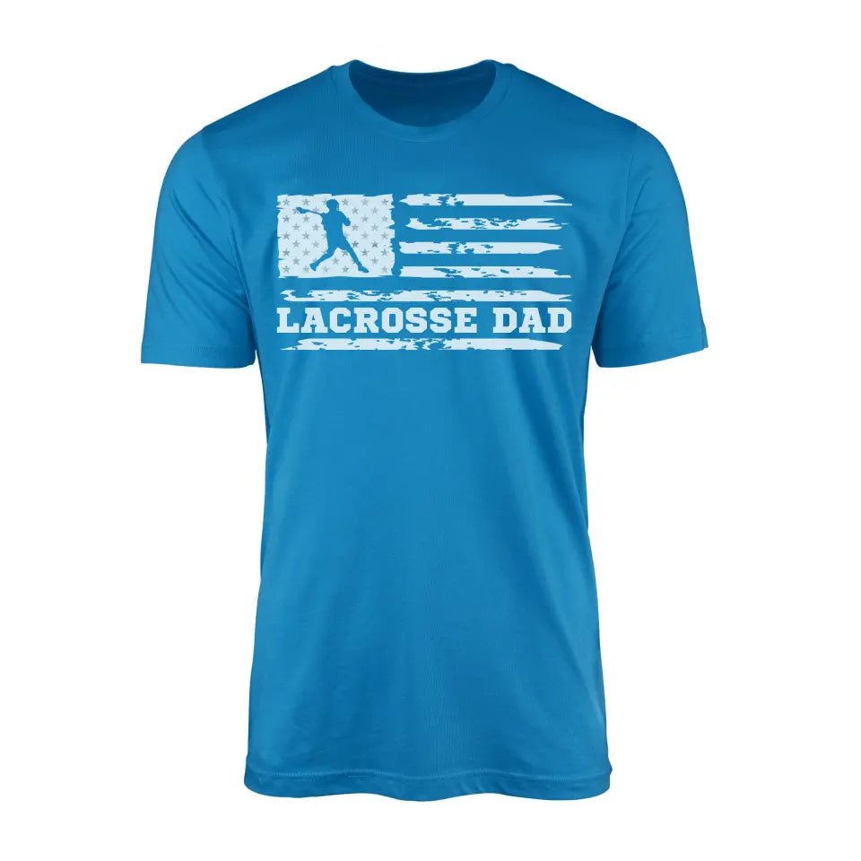 Lacrosse Dad Horizontal Flag on a Men's T-Shirt with a White Graphic