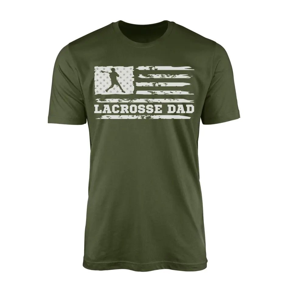 Lacrosse Dad Horizontal Flag on a Men's T-Shirt with a White Graphic