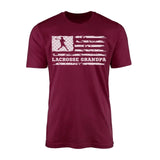 Lacrosse Grandpa Horizontal Flag on a Men's T-Shirt with a White Graphic