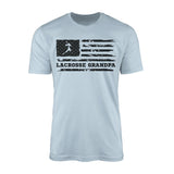 Lacrosse Grandpa Horizontal Flag on a Men's T-Shirt with a Black Graphic