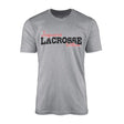 Custom Lacrosse Mascot and Lacrosse Player Name on a Men's T-Shirt with a Black Graphic