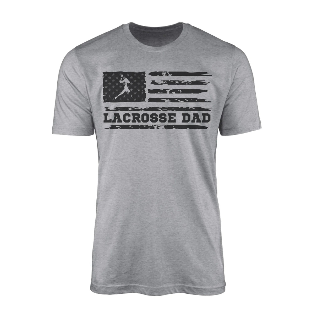 Lacrosse Dad Horizontal Flag on a Men's T-Shirt with a Black Graphic