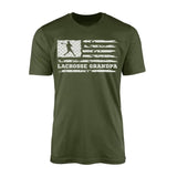 Lacrosse Grandpa Horizontal Flag on a Men's T-Shirt with a White Graphic