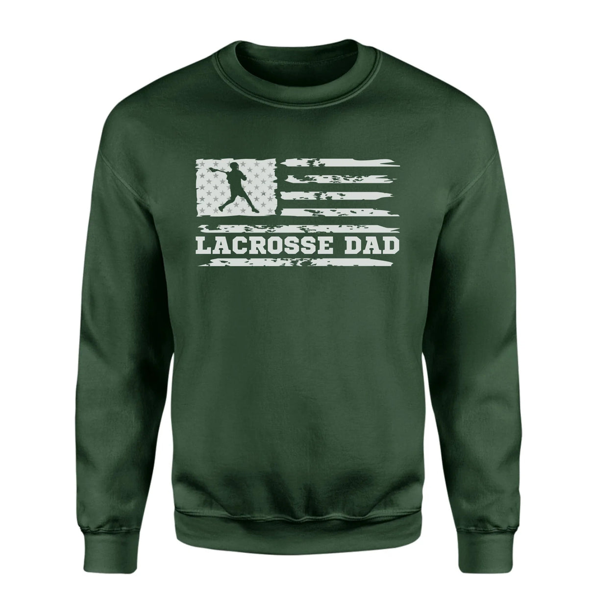 Lacrosse Dad Horizontal Flag on a Sweatshirt with a White Graphic