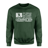 Lacrosse Dad Horizontal Flag on a Sweatshirt with a White Graphic