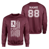 Lacrosse Grandma Vertical Flag With Lacrosse Player Name on a Sweatshirt with a White Graphic