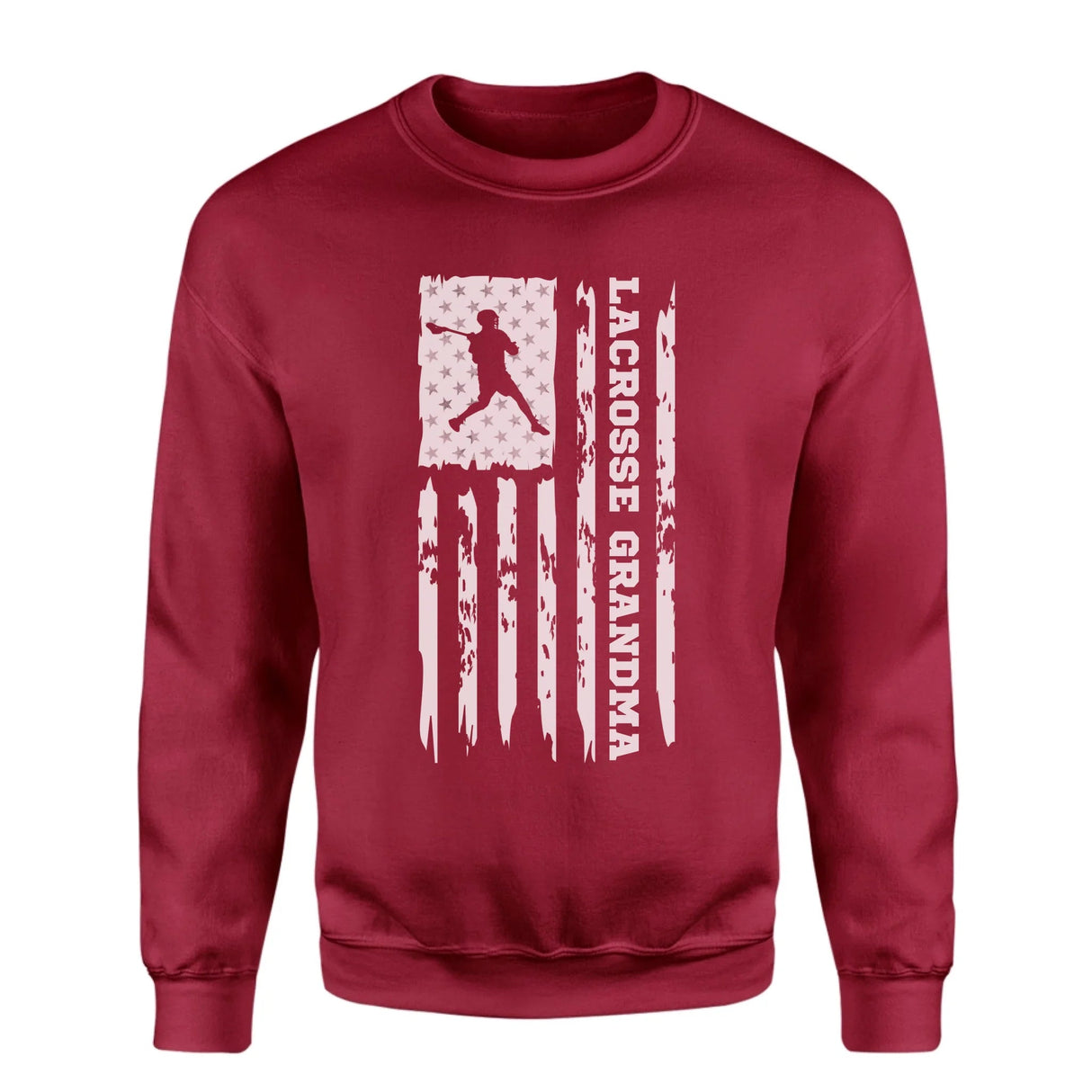 Lacrosse Grandma Vertical Flag on a Sweatshirt with a White Graphic