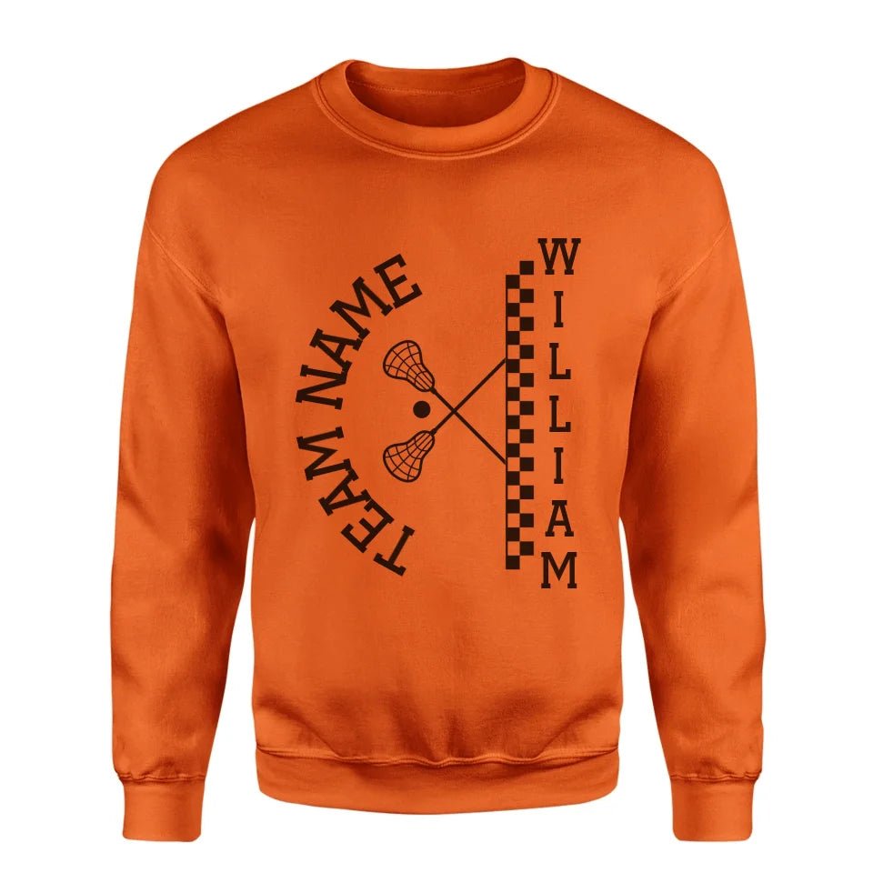 Personalized Lacrosse on a Sweatshirt With Team and Lacrosse Player Name on a Sweatshirt