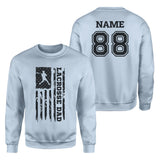 Lacrosse Dad Vertical Flag With Lacrosse Player Name on a Sweatshirt with a Black Graphic