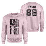 Lacrosse Grandma Vertical Flag With Lacrosse Player Name on a Sweatshirt with a Black Graphic