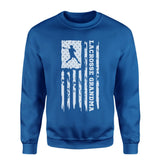 Lacrosse Grandma Vertical Flag on a Sweatshirt with a White Graphic