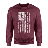 Lacrosse Grandma Vertical Flag on a Sweatshirt with a White Graphic