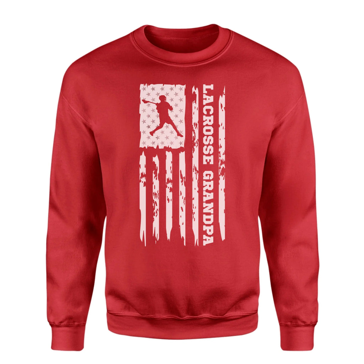 Lacrosse Grandpa Vertical Flag on a Sweatshirt with a White Graphic
