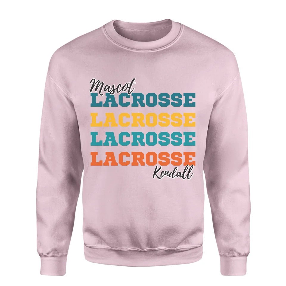 Personalized Lacrosse Lacrosse Lacrosse on a Sweatshirt With Mascot and Lacrosse Player Name on a Sweatshirt