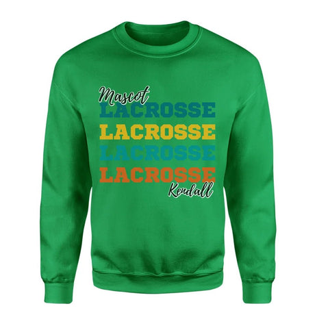 Personalized Lacrosse Lacrosse Lacrosse on a Sweatshirt With Mascot and Lacrosse Player Name on a Sweatshirt